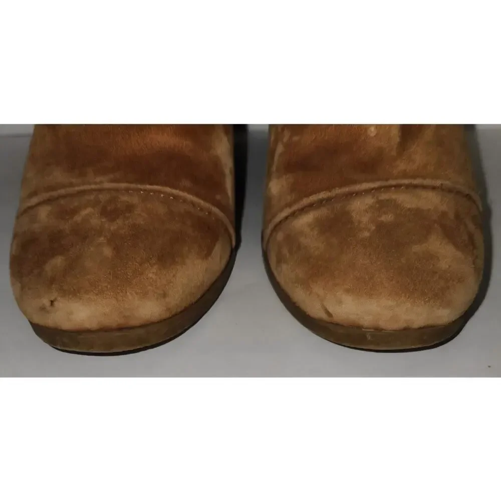 Wedge Ankle Boot Buckle Strap Suede Greer Tan Women's sz 9 J. Crew Gum Sole
